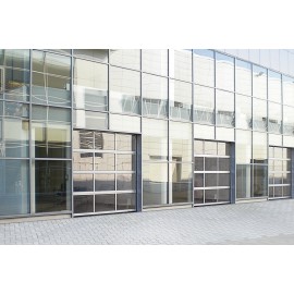 Промышленные секционные ворота из алюминиевых панорамных панелей с торсионным механизмом ISD02